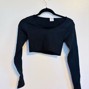 mpe conpression cropped long sleeve shirt, ribbed size small